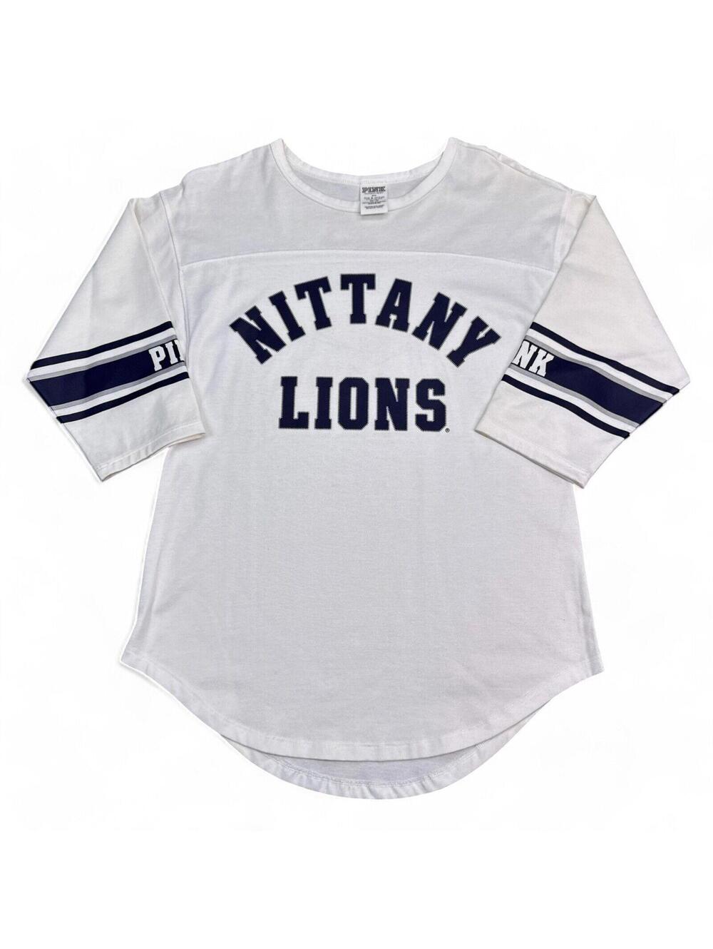 Victorias Secret PINK Nittany Lions Tee Shirt Top Womens Size XS White Big Logo